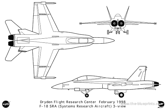 Самолет McDonnell Douglas F-18 SRA - чертежи, габариты, рисунки