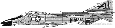 Самолет McDonnell Douglas F-4B Phantom II - чертежи, габариты, рисунки