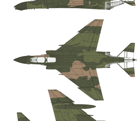 Самолет McDonnell Douglas F-4D Phantom II - чертежи, габариты, рисунки