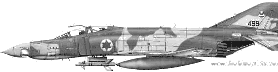 Самолет McDonnell Douglas F-4ES Phantom II IDF - чертежи, габариты, рисунки