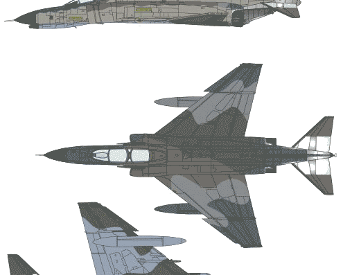 Самолет McDonnell Douglas F-4F Phantom II - чертежи, габариты, рисунки