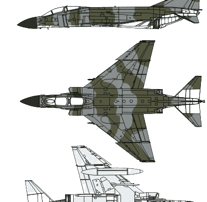 Самолет McDonnell Douglas F-4M FGR.2 Phantom II - чертежи, габариты, рисунки