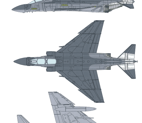 Самолет McDonnell Douglas F-4S Phantom II - чертежи, габариты, рисунки
