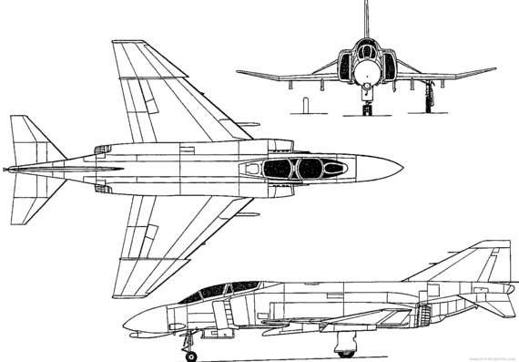 Самолет McDonnell Douglas F-4 Phantom II (USA) (1958) - чертежи, габариты, рисунки