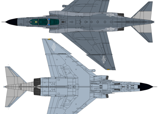Самолет McDonnell Douglas F-4 Phantom II Wild Weasel - чертежи, габариты, рисунки