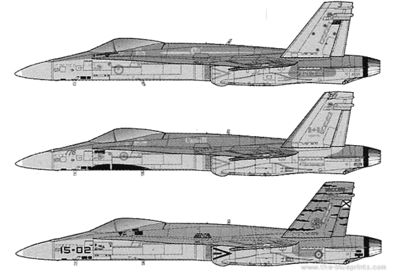Самолет McDonnell Douglas F-A-18A Hornet - чертежи, габариты, рисунки
