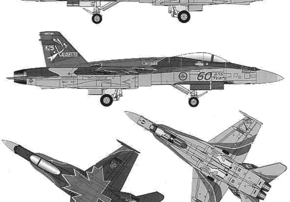 Самолет McDonnell Douglas F-A-18A Hornet 1 - чертежи, габариты, рисунки
