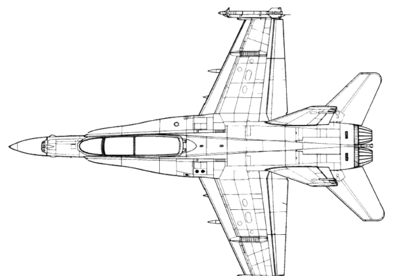 Самолет McDonnell Douglas F-A-18B Hornet - чертежи, габариты, рисунки