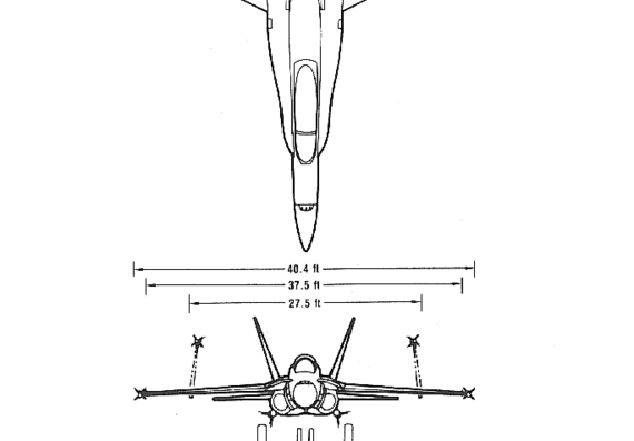 Самолет McDonnell Douglas F/A-18 - чертежи, габариты, рисунки