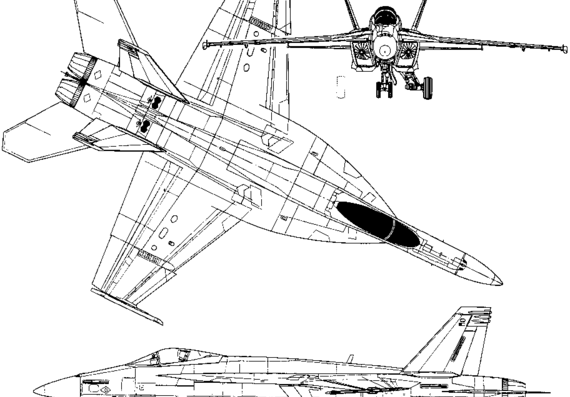 Самолет McDonnell Douglas F/A-18E Super Hornet (USA) (1995) - чертежи, габариты, рисунки