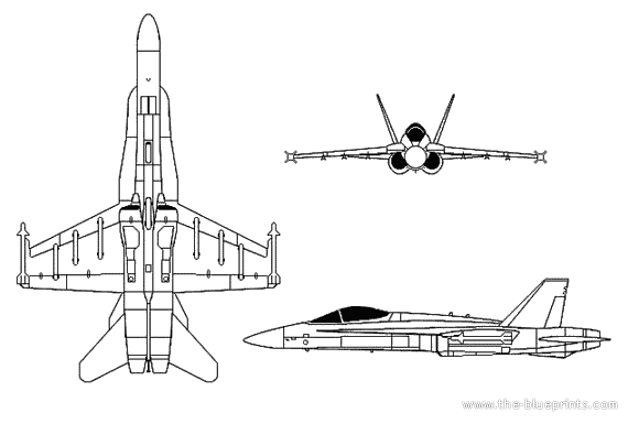 Самолет McDonnell Douglas FA-18 Hornet - чертежи, габариты, рисунки