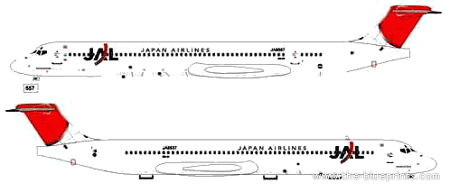 Самолет McDonnell Douglas MD-81 - чертежи, габариты, рисунки