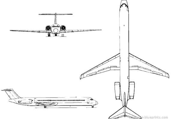 Самолет McDonnell Douglas MD-82 - чертежи, габариты, рисунки