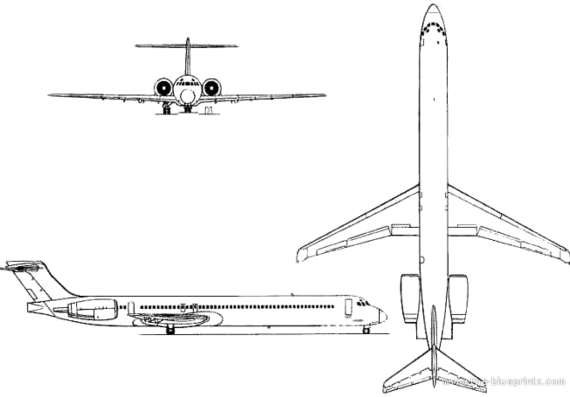 Самолет McDonnell Douglas MD-88 - чертежи, габариты, рисунки