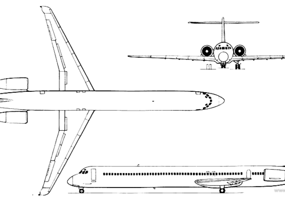 Самолет McDonnell Douglas MD-90-30 - чертежи, габариты, рисунки