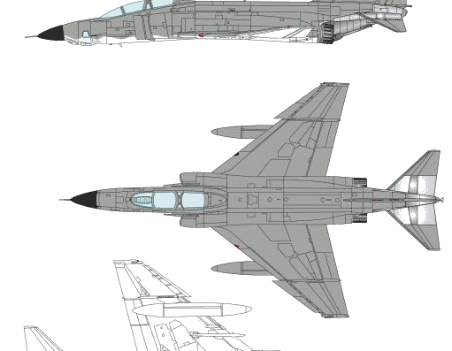 Самолет McDonnell Douglas RF-4EJ Phantom II - чертежи, габариты, рисунки