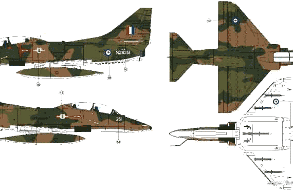 Самолет McDonnell Douglas TA-4H Skyhawk - чертежи, габариты, рисунки
