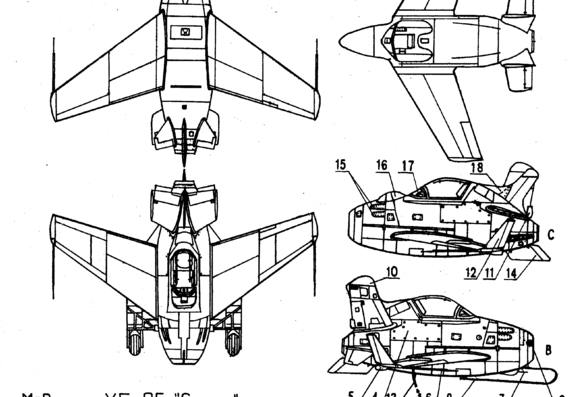 Самолет McDonnell Douglas XF-85 Goblin 2 - чертежи, габариты, рисунки
