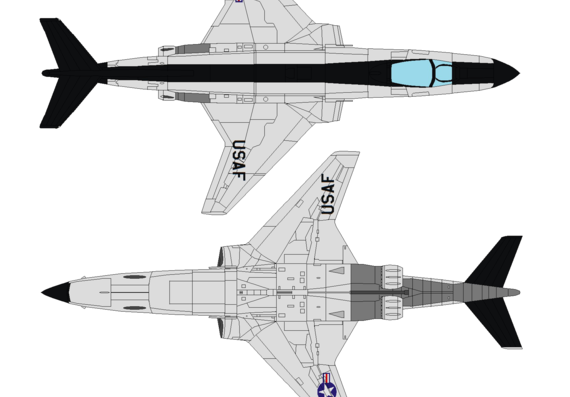 Самолет McDonnell F-101C Voodoo - чертежи, габариты, рисунки