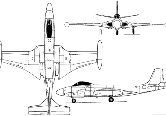 Самолет McDonnell F-2H Banshee (USA) (1947) - чертежи, габариты, рисунки