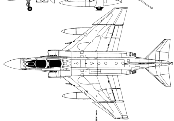 Самолет McDonnell F-4B Phantom II - чертежи, габариты, рисунки