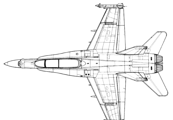 Самолет McDonnell F-A-18B Hornet - чертежи, габариты, рисунки