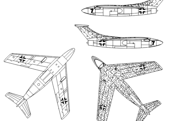 Messerschmitt Me T Leitwerk aircraft - drawings, dimensions, figures