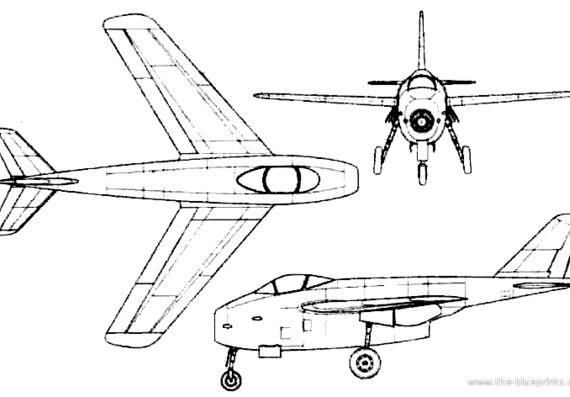 Самолет Messerschmitt P.1101 - чертежи, габариты, рисунки