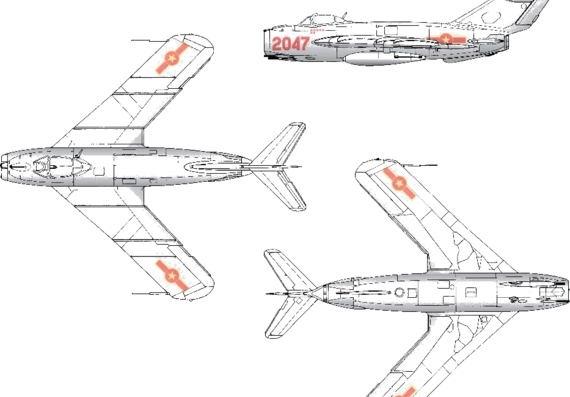 Самолет МИГ-17F - чертежи, габариты, рисунки