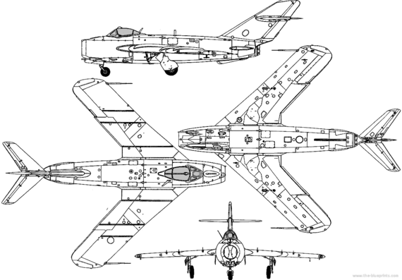 Самолет МИГ-17F (Fresco-C) - чертежи, габариты, рисунки