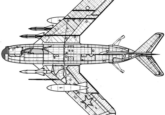 Самолет МИГ-17PF (Fresco-D) - чертежи, габариты, рисунки