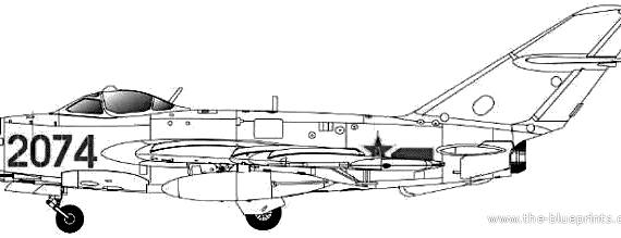 Самолет МИГ-17PF Fresco D - чертежи, габариты, рисунки