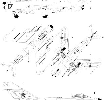 Самолет МИГ-17 PFU Fresco E - чертежи, габариты, рисунки