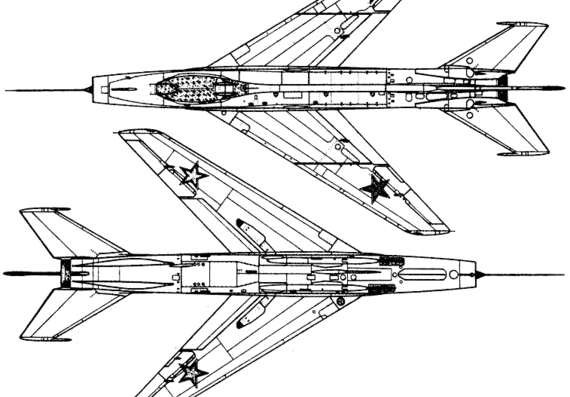 Самолет МИГ-19 E-2A - чертежи, габариты, рисунки