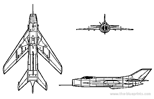 MIG-19 (Farmer) aircraft - drawings, dimensions, figures