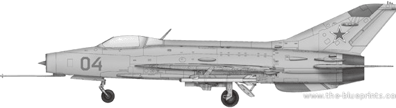 Самолет МИГ-21F-13 Fishbed - чертежи, габариты, рисунки