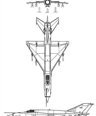 Самолет МИГ-21Mbis Fishbed-N - чертежи, габариты, рисунки