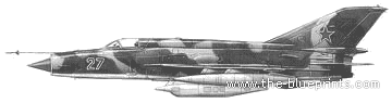 Самолет МИГ-21R - чертежи, габариты, рисунки