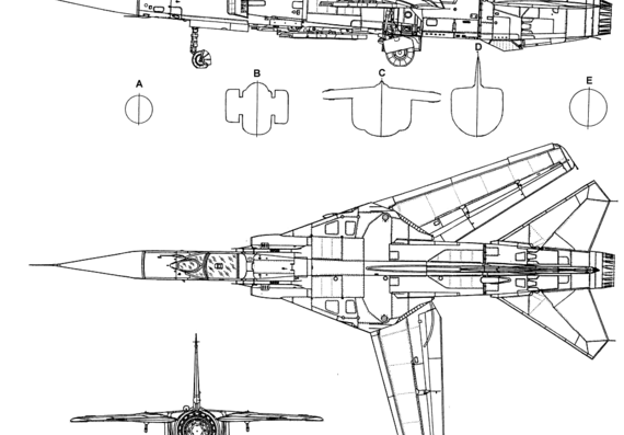 Самолет МИГ-23C (Flogger) - чертежи, габариты, рисунки