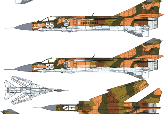 Самолет МИГ-23MLD Frogger K - чертежи, габариты, рисунки