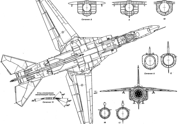 Самолет МИГ-23VN - чертежи, габариты, рисунки