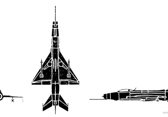 Самолет МИГ-23 Fishbed - чертежи, габариты, рисунки