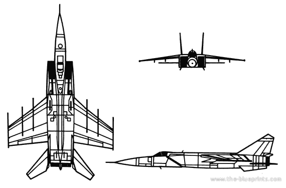 MIG-25 (Foxbat) aircraft - drawings, dimensions, figures