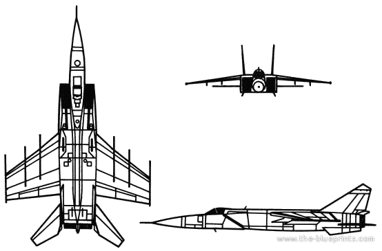 Самолет МИГ-25 Foxbat - чертежи, габариты, рисунки
