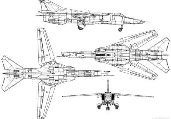 Самолет МИГ-27M (Flogger D) - чертежи, габариты, рисунки