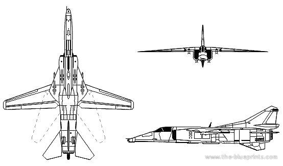 Самолет МИГ-27 Flogger - чертежи, габариты, рисунки