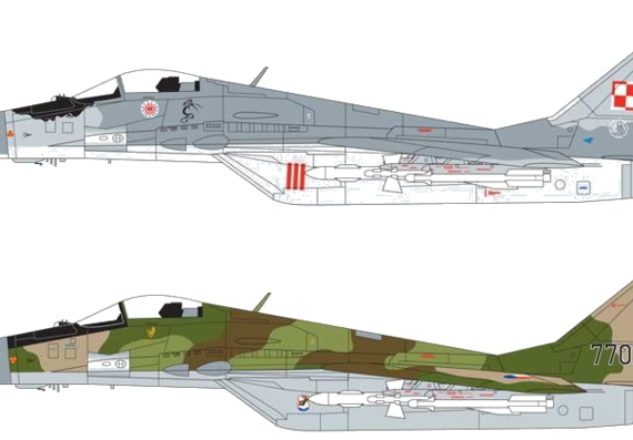 Самолет МИГ-29A Fulcrum - чертежи, габариты, рисунки