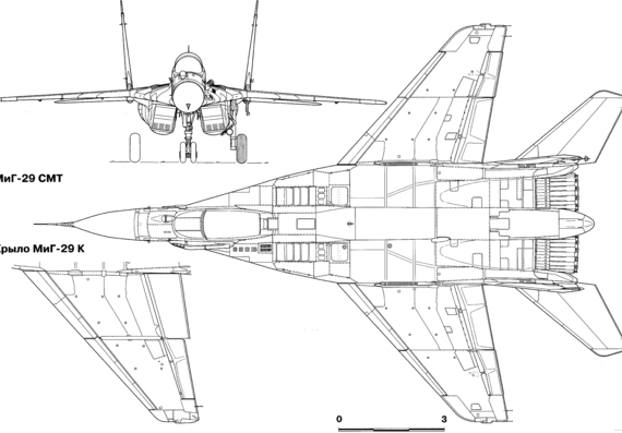 Самолет МИГ-29C - чертежи, габариты, рисунки