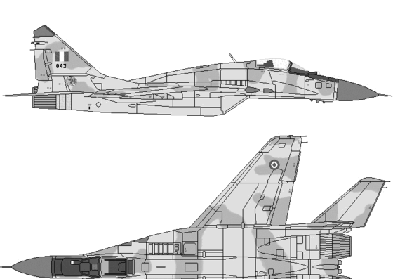 Самолет МИГ-29C Fulcrum C - чертежи, габариты, рисунки