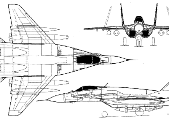 Самолет МИГ-29K Fulcrum - чертежи, габариты, рисунки